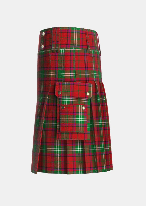 Utility_Seton_Tartan_932_kilt_left_image_with_pleated_design_and_adjustable_buckles_for_men