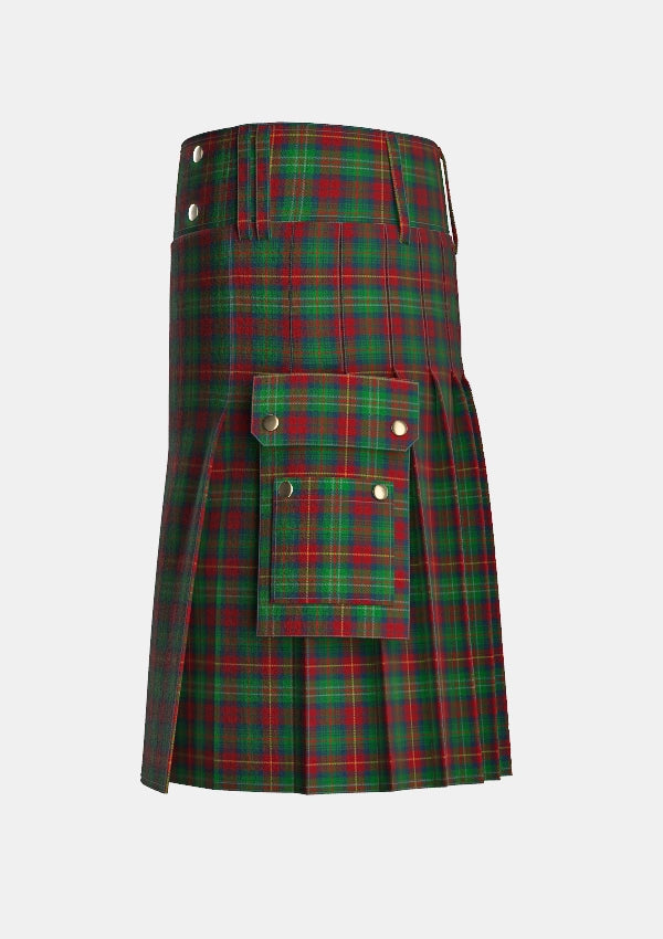 Utility_Shearer_Tartan_3202_kilt_left_image_with_pleated_design_and_adjustable_buckles_for_men