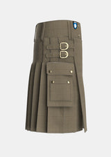 Utility_Shepherd_Brown_White_Tartan_3205_kilt_right_image_with_pleated_design_and_adjustable_buckles_for_men