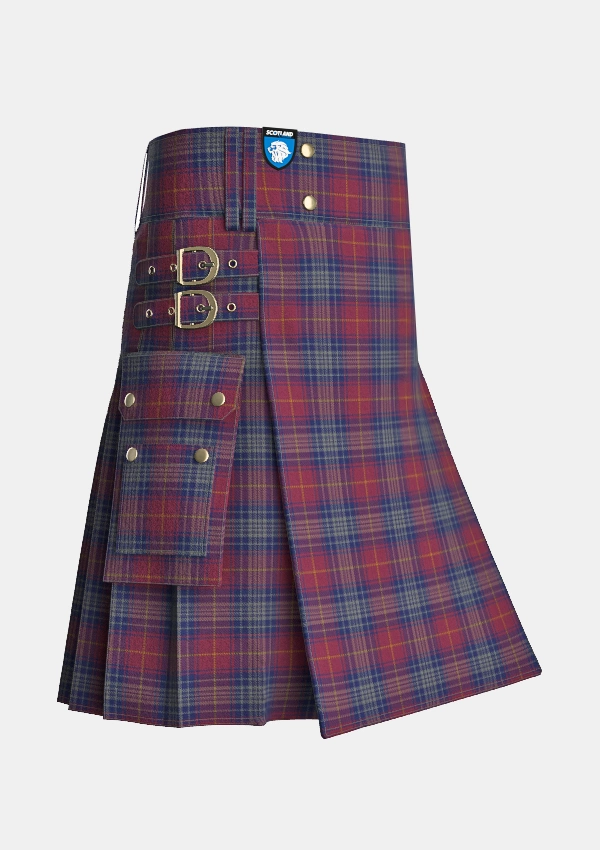 Utility_Shields_J_Family_Tartan_13869_kilt_side_image_with_pleated_design_and_adjustable_buckles_for_men