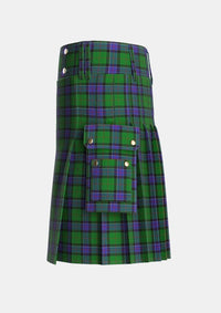 Utility_Sinclair_Hunting_VS_Tartan_889_kilt_left_image_with_pleated_design_and_adjustable_buckles_for_men