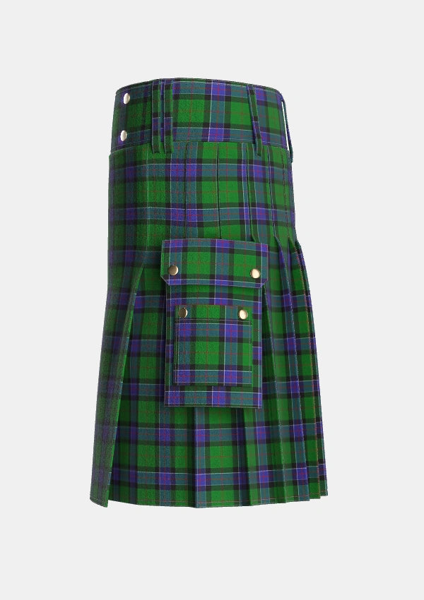 Utility_Sinclair_Hunting_VS_Tartan_889_kilt_left_image_with_pleated_design_and_adjustable_buckles_for_men