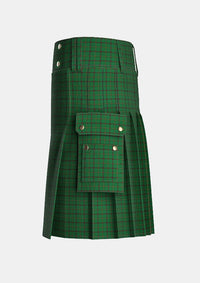 Utility_Skene_Hunting_Tartan_1586_kilt_left_image_with_pleated_design_and_adjustable_buckles_for_men