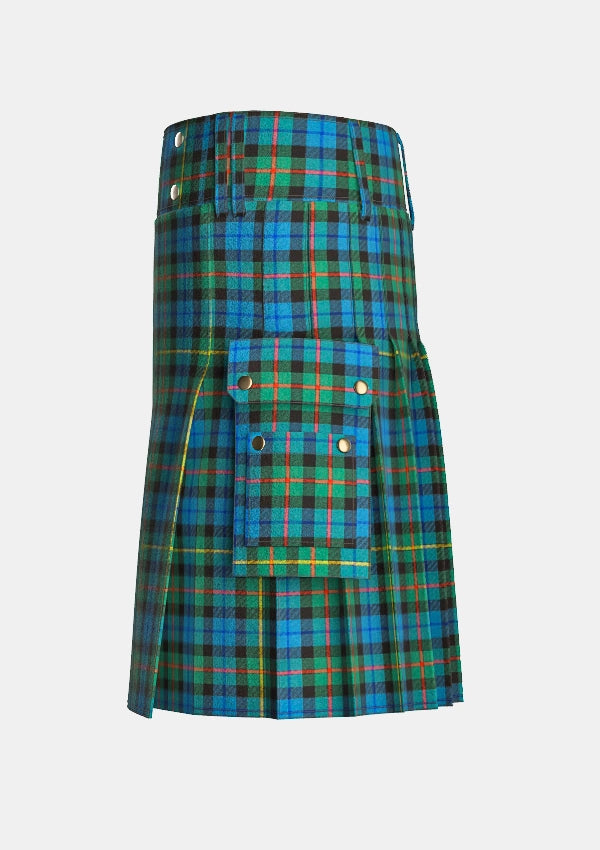 Utility_Smith_tartan_kilt_left_image_with_pleated_design_and_adjustable_buckles_for_men