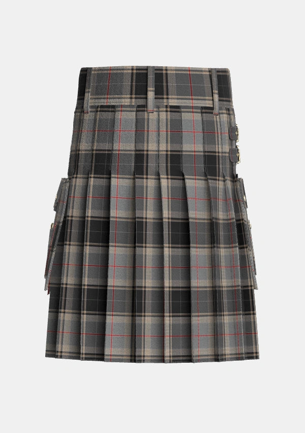 Utility_Sobieski_Stewart_Tartan_7096_kilt_back_image_with_pleated_design_and_adjustable_buckles_for_men
