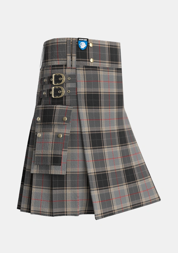 Utility_Sobieski_Stewart_Tartan_7096_kilt_side_image_with_pleated_design_and_adjustable_buckles_for_men