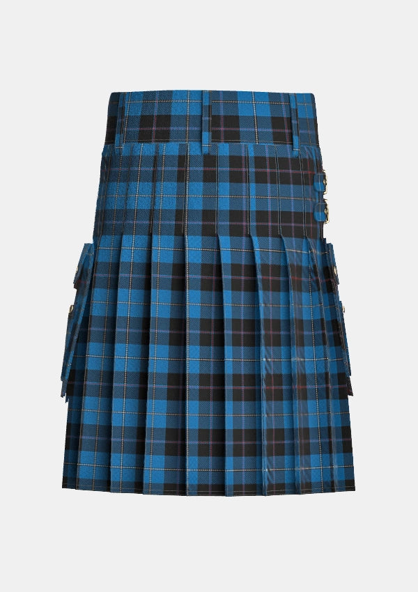 Utility_Sorbie_Tartan_kilt_back_image_with_pleated_design_and_adjustable_buckles_for_men