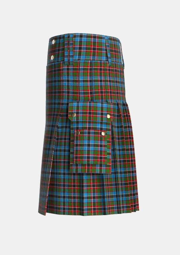 Utility_Soutar_Souter_Tartan_3976_kilt_left_image_with_pleated_design_and_adjustable_buckles_for_men