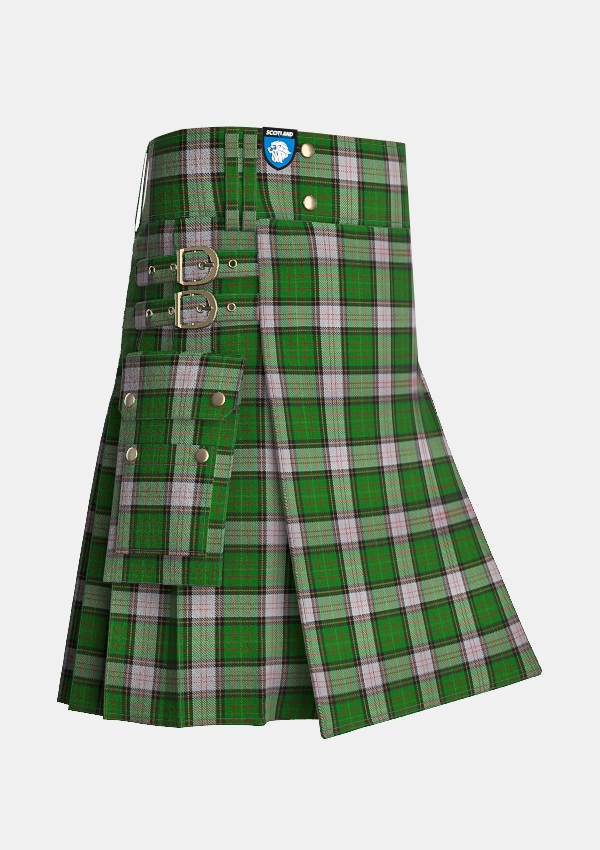 Utility_Spanish_Shirt_Tartan_4399_kilt_side_image_with_pleated_design_and_adjustable_buckles_for_men