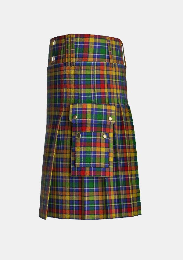 Utility_Spiers_Tartan_kilt_left_image_with_pleated_design_and_adjustable_buckles_for_men