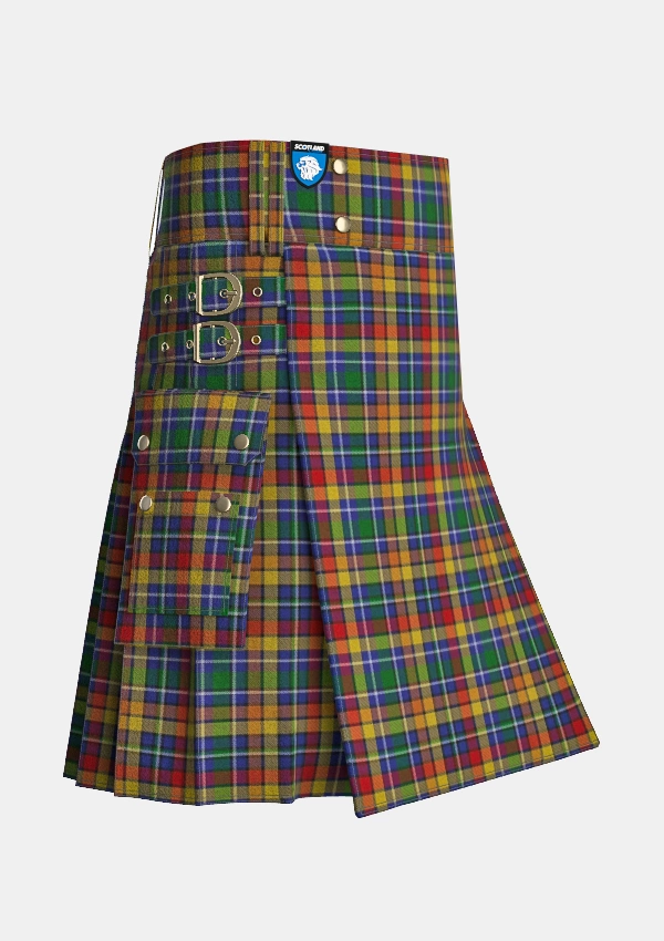 Utility_Spiers_Tartan_kilt_side_image_with_pleated_design_and_adjustable_buckles_for_men