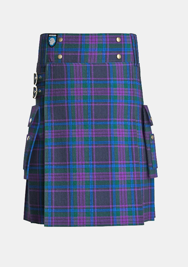 Utility_Spirit_of_Scotland_tartan_2451_kilt_front_image_with_pleated_design_and_adjustable_buckles_for_men