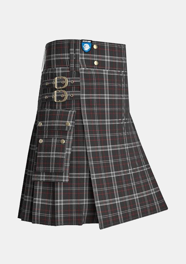 Utility_St_Mirren_Tartan_3831_kilt_side_image_with_pleated_design_and_adjustable_buckles_for_men