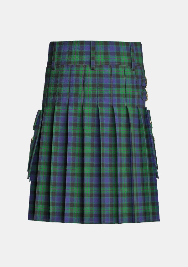 Utility_Stephen_Mathieson_tartan_10108_kilt_back_image_with_pleated_design_and_adjustable_buckles_for_men