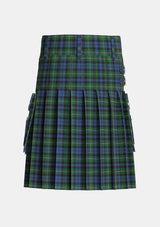 Utility_Stephenson_Hunting_Tartan_3222_kilt_back_image_with_pleated_design_and_adjustable_buckles_for_men
