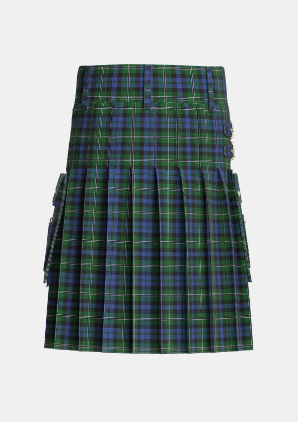Utility_Stephenson_Hunting_Tartan_3222_kilt_back_image_with_pleated_design_and_adjustable_buckles_for_men