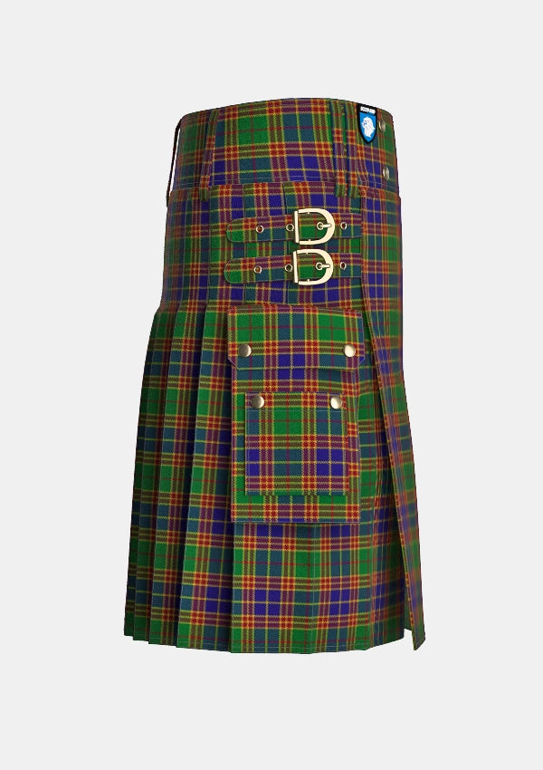 Utility_Stevenson_tartan_1558_kilt_right_image_with_pleated_design_and_adjustable_buckles_for_men