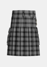 Utility_Stewart_Mourning_3_Tartan_1247_kilt_back_image_with_pleated_design_and_adjustable_buckles_for_men