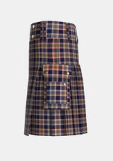 Utility_Stewart_Navy_2_Tartan_2795_kilt_left_image_with_pleated_design_and_adjustable_buckles_for_men
