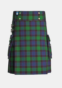 Utility_Stewart_Old_Tartan_319_kilt_front_image_with_pleated_design_and_adjustable_buckles_for_men