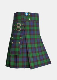 Utility_Stewart_Old_Tartan_319_kilt_side_image_with_pleated_design_and_adjustable_buckles_for_men
