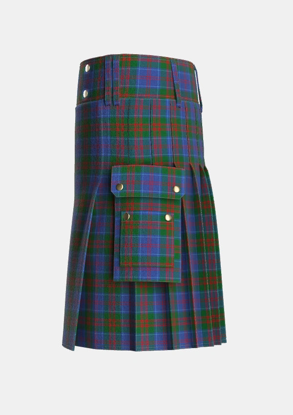 Utility_Stewart_of_Appin_2_Tartan_428_kilt_left_image_with_pleated_design_and_adjustable_buckles_for_men