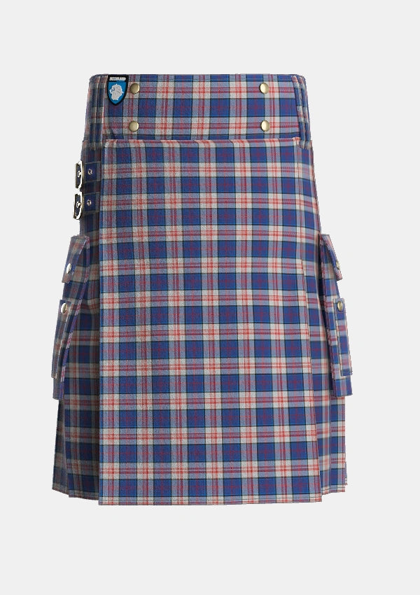 Utility_Stewart_of_Appin_Hunting_Dress_Tartan_481_kilt_front_image_with_pleated_design_and_adjustable_buckles_for_men