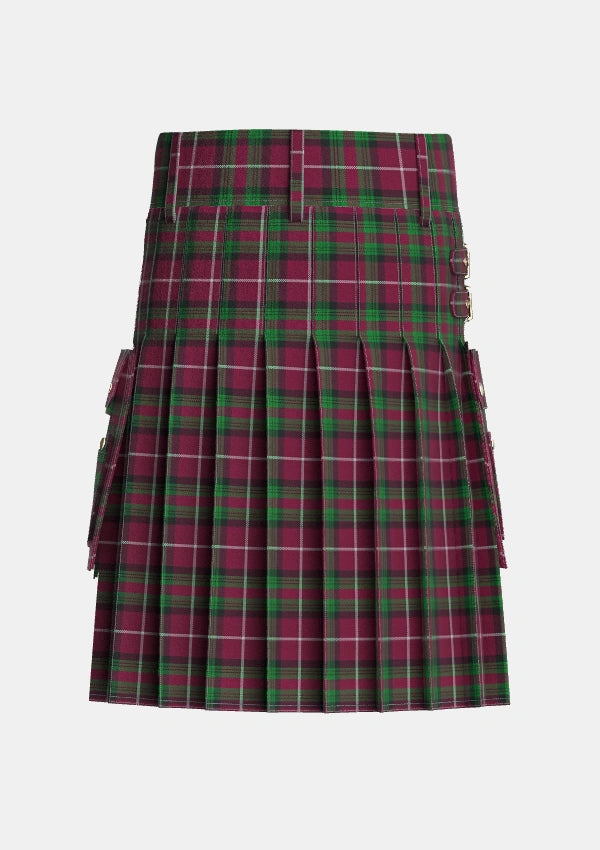 Utility_Stewart_of_Bute_Hunting_Tartan_5175_kilt_back_image_with_pleated_design_and_adjustable_buckles_for_men