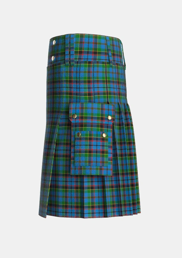 Utility_Stinson_Tartan_438_kilt_left_image_with_pleated_design_and_adjustable_buckles_for_men