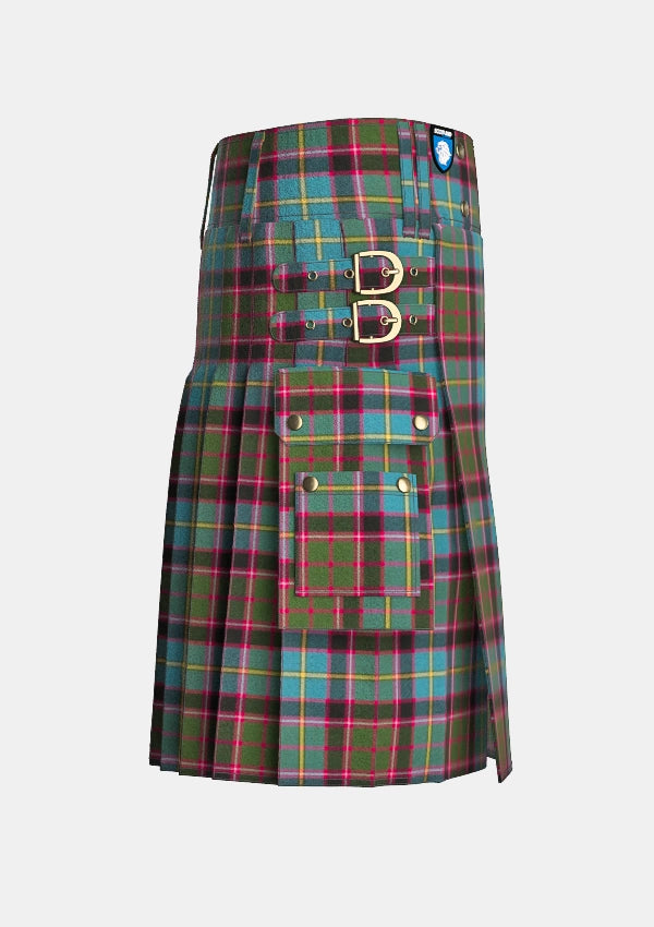 Utility_Stirling_Bannockburn_Tartan_kilt_right_image_with_pleated_design_and_adjustable_buckles_for_men