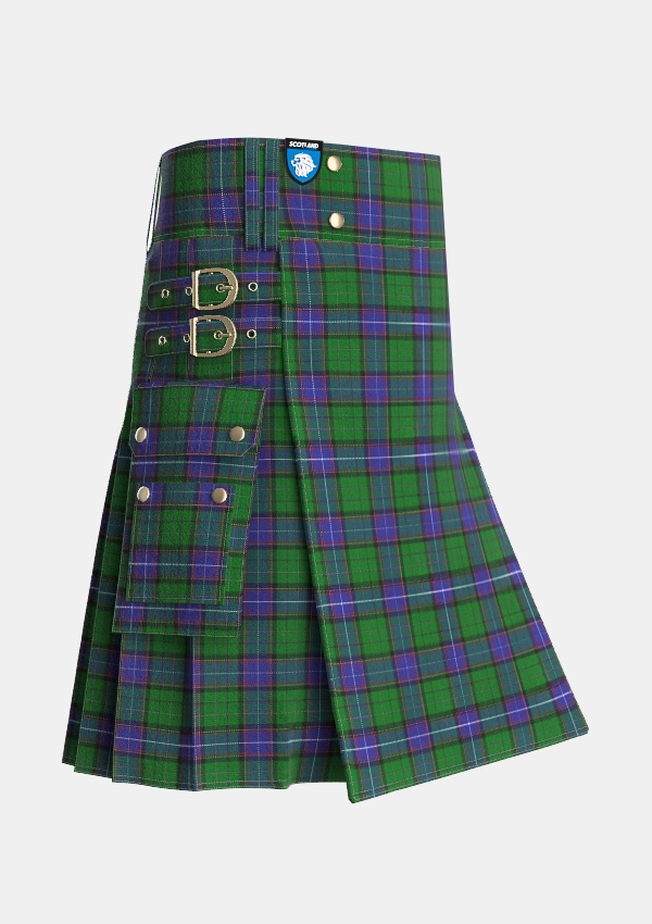 Utility_Storrie_Tartan_3107_kilt_side_image_with_pleated_design_and_adjustable_buckles_for_men