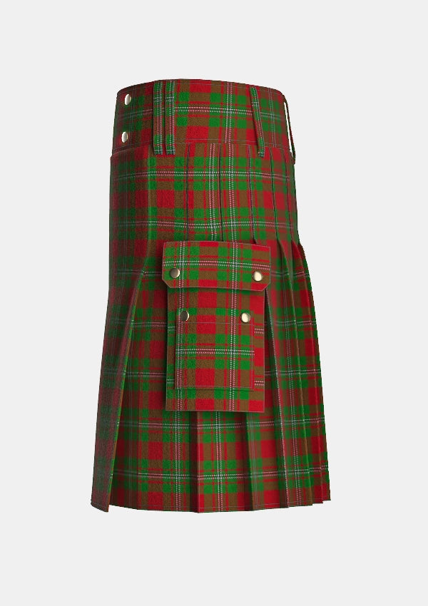 Utility_Strang_Tartan_4168_kilt_left_image_with_pleated_design_and_adjustable_buckles_for_men