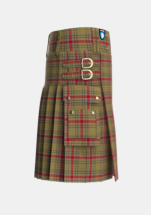 Utility_Sutherland_of_Duffus_Tartan_3232_kilt_right_image_with_pleated_design_and_adjustable_buckles_for_men