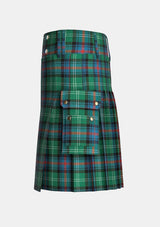 Utility_Sutherland_tartan_kilt_left_image_with_pleated_design_and_adjustable_buckles_for_men