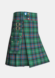 Utility_Sutherland_tartan_kilt_side_image_with_pleated_design_and_adjustable_buckles_for_men