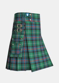 Utility_Sutherland_tartan_kilt_side_image_with_pleated_design_and_adjustable_buckles_for_men