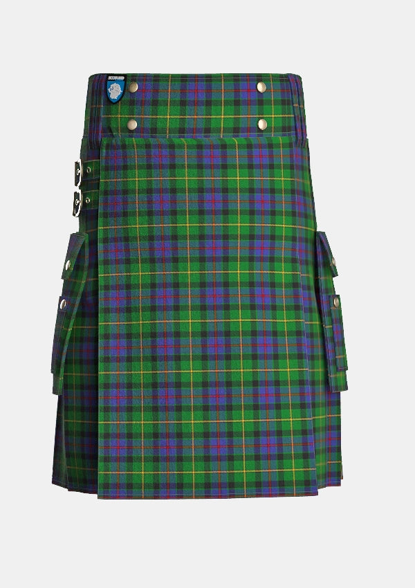 Utility_Tait_tartan_5949_kilt_front_image_with_pleated_design_and_adjustable_buckles_for_men