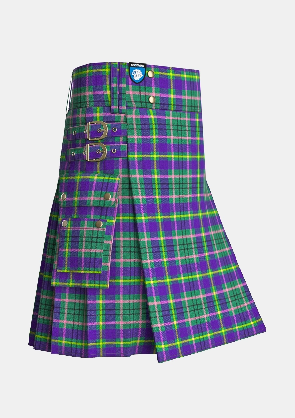 Utility_Taylor_Weathered_Tartan_kilt_side_image_with_pleated_design_and_adjustable_buckles_for_men