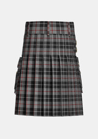 Utility_Thompson_Grey_Tartan_3597_kilt_back_image_with_pleated_design_and_adjustable_buckles_for_men