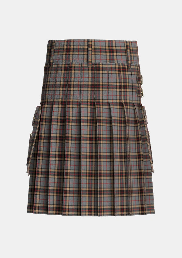 Utility_Thompson_Thomson_MacTavish_special_grey_Tartan_325_kilt_back_image_with_pleated_design_and_adjustable_buckles_for_men