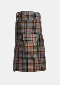 Utility_Thompson_Thomson_MacTavish_special_grey_Tartan_325_kilt_left_image_with_pleated_design_and_adjustable_buckles_for_men