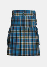 Utility_Thomson_Dress_Blue_Tartan_5130_kilt_back_image_with_pleated_design_and_adjustable_buckles_for_men