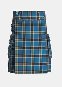Utility_Thomson_Dress_Blue_Tartan_5130_kilt_front_image_with_pleated_design_and_adjustable_buckles_for_men