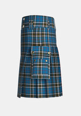 Utility_Thomson_Dress_Blue_Tartan_5130_kilt_left_image_with_pleated_design_and_adjustable_buckles_for_men