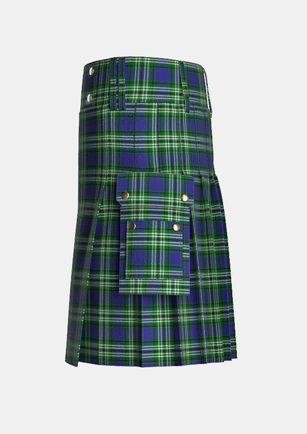 Utility_Tweedside_Hunting_Tartan_163_kilt_left_image_with_pleated_design_and_adjustable_buckles_for_men