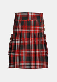 Utility_Tweedside_Red_Tartan_kilt_back_image_with_pleated_design_and_adjustable_buckles_for_men