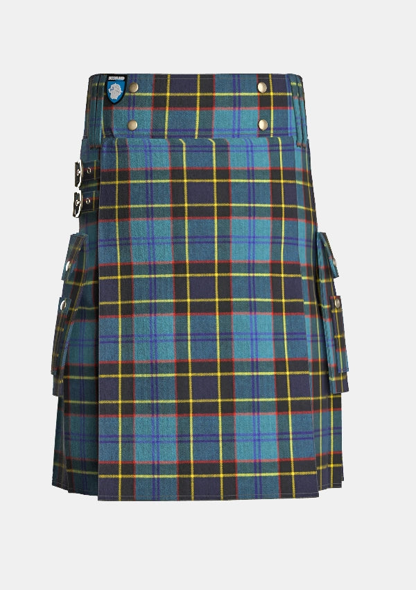 Utility_US_Air_Force_Tartan_kilt_front_image_with_pleated_design_and_adjustable_buckles_for_men