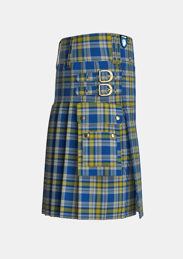 Utility_Ukraine_Forever_Tartan_13468_kilt_right_image_with_pleated_design_and_adjustable_buckles_for_men