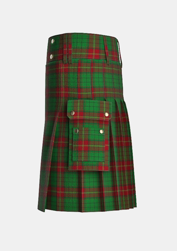 Utility_Ulster_Red_Tartan_792_kilt_left_image_with_pleated_design_and_adjustable_buckles_for_men