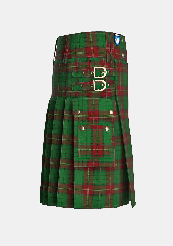 Utility_Ulster_Red_Tartan_792_kilt_right_image_with_pleated_design_and_adjustable_buckles_for_men
